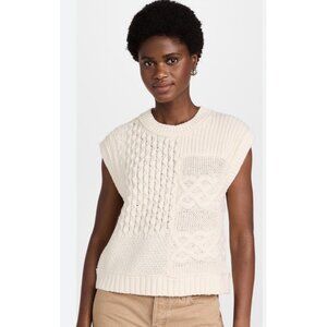 Madewell Patchwork Sweater Vest Ivory  Size Medium boxy fit oversized Women’s